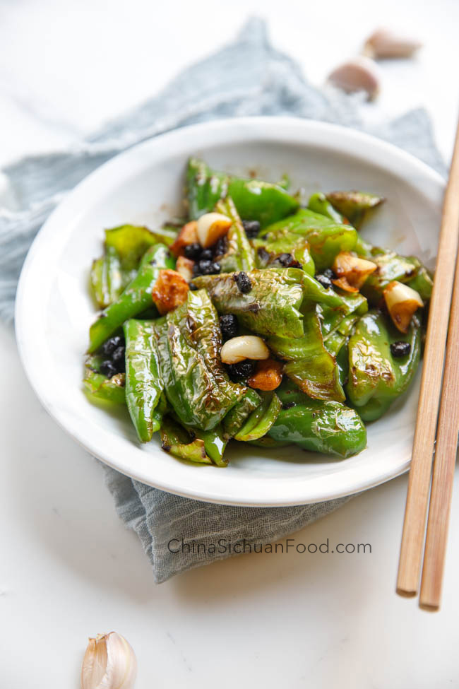 Pan-fried Peppers with Garlic and Chinese Black beans